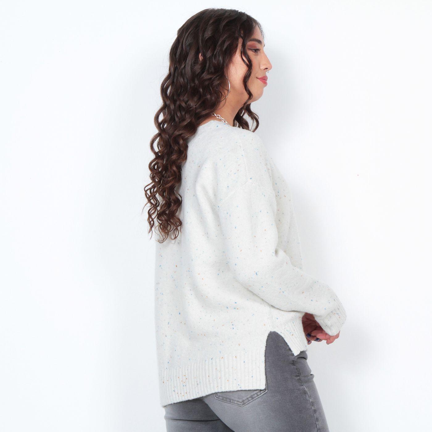 Sweater Manga Larga Solido Escote V-7