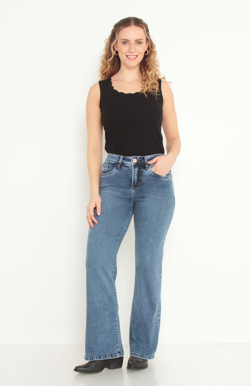 Jeans Basico Recto Tiro   Alto Pretina Un   Boton-4
