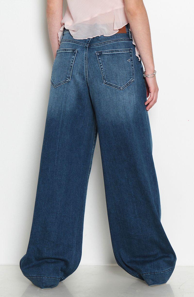 Jeans Wide  Leg Tiro Alto Pretina    Basica 1 Boton-8