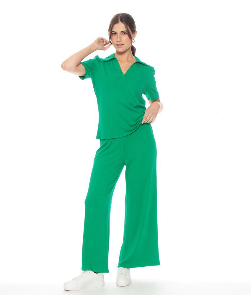 Polera Manga Corta Solida Escote V-2