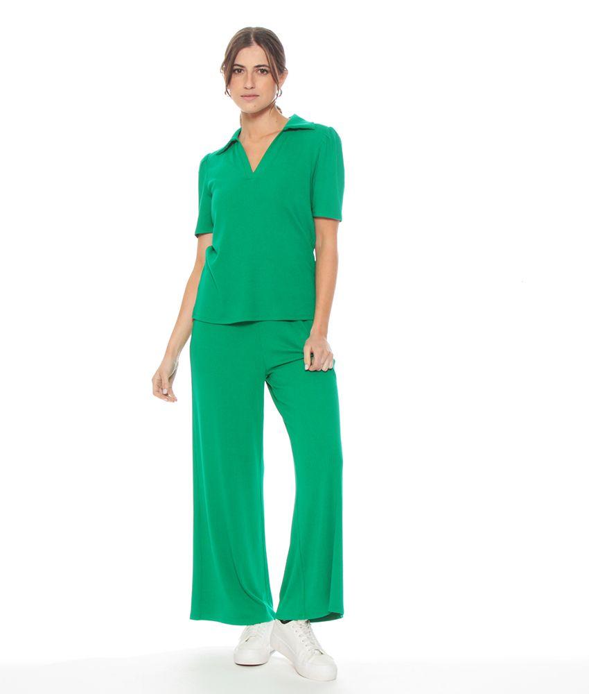 Polera Manga Corta Solida Escote V-3