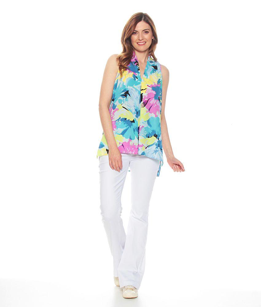 Blusa Sin Mangas Estampada Escote V-3