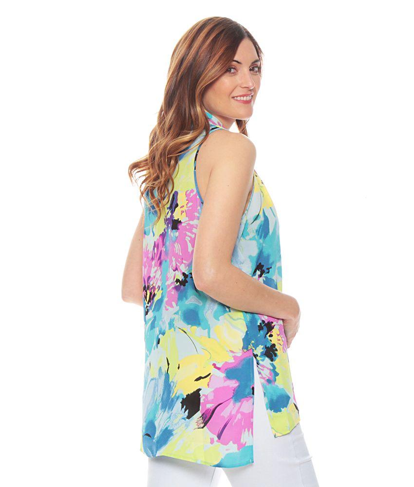 Blusa Sin Mangas Estampada Escote V-4