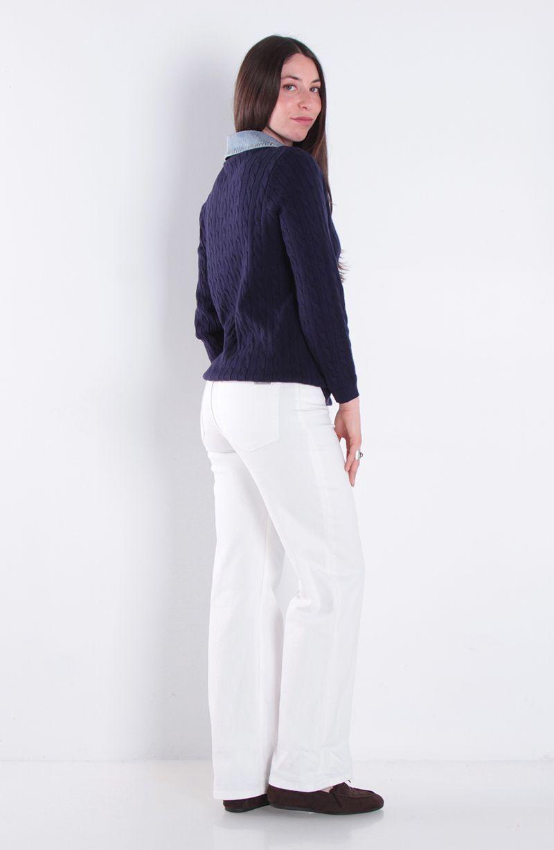 Chaleco Manga Larga Escote V Con Blusa Denim-5