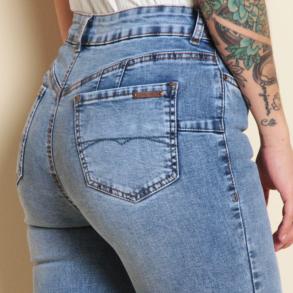 Jeans Flare Tiro Alto Push Up Tiro Alto Pretina 1 Boton-4