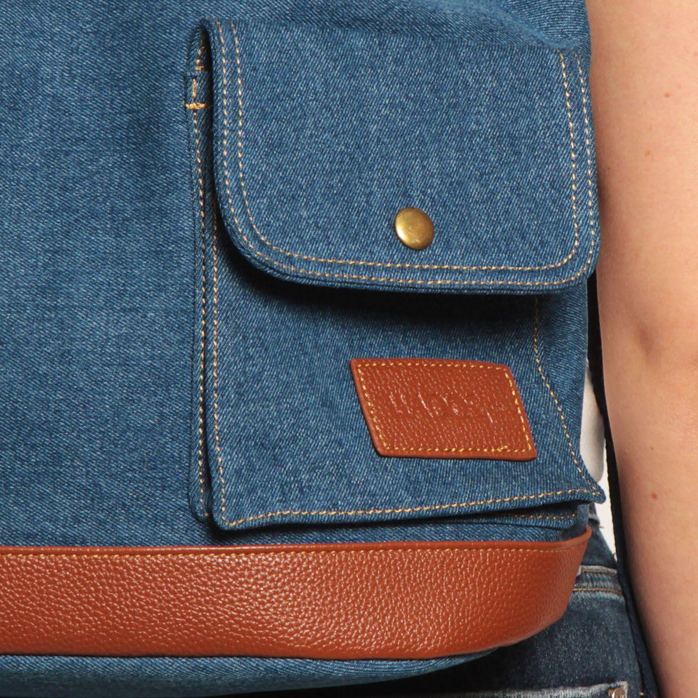 Mochila Denim   Con Pu-2