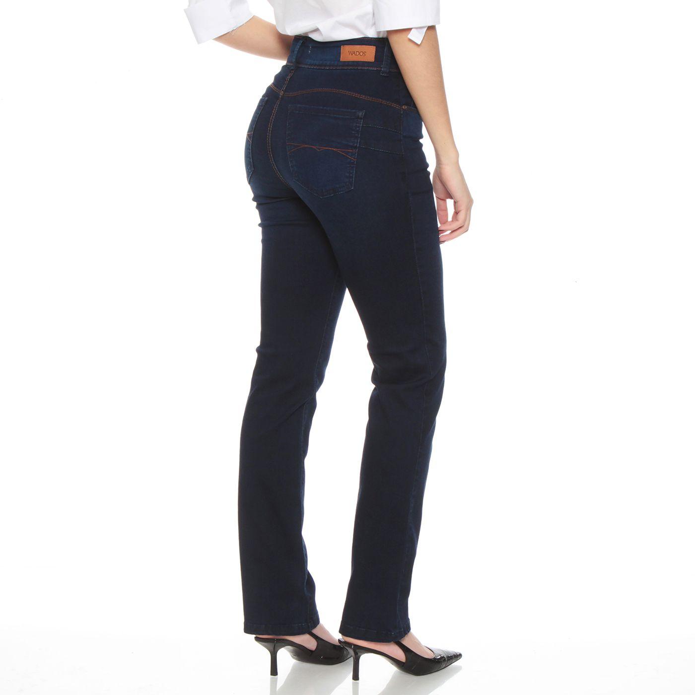 Jeans Recto Tiro Alto Pretina 2 Botones Push Up-1