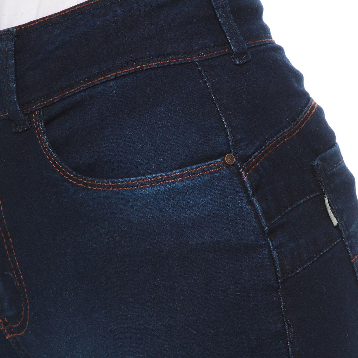 Jeans Recto Tiro Alto Pretina 2 Botones Push Up-4