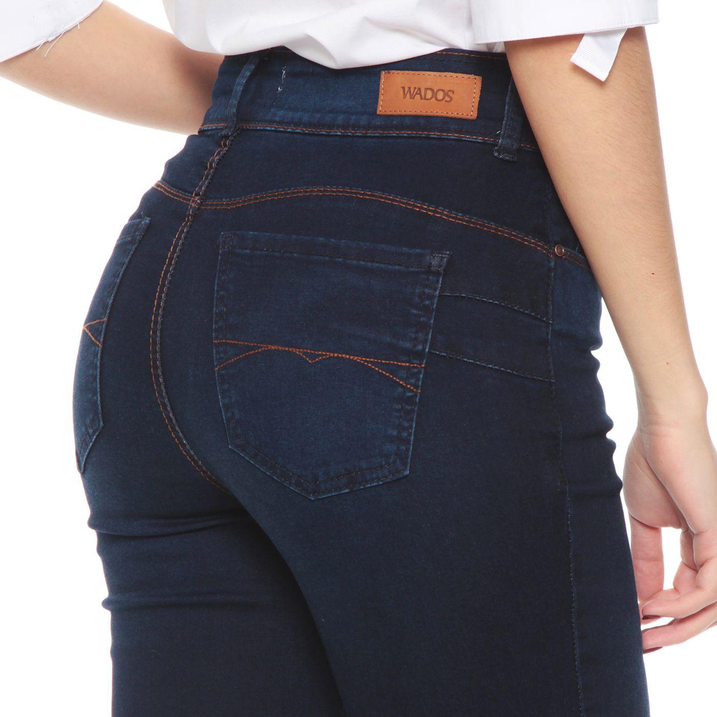 Jeans Recto Tiro Alto Pretina 2 Botones Push Up-7