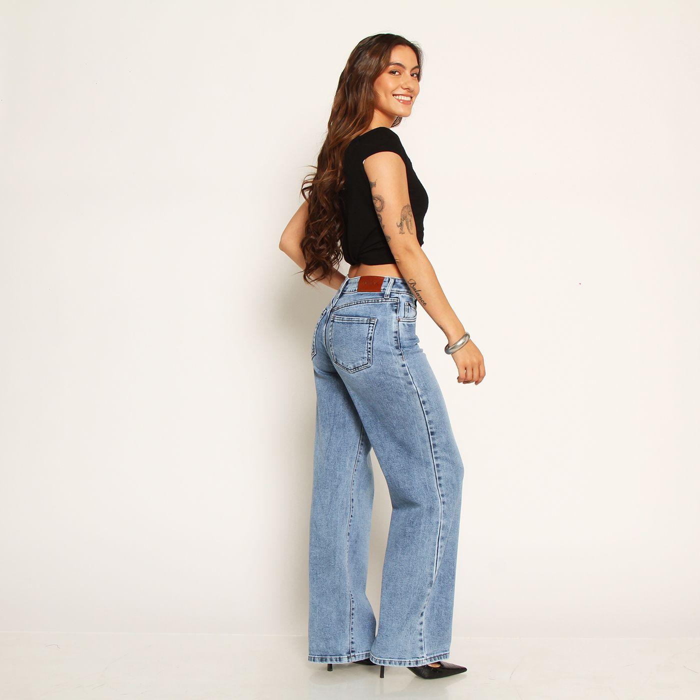 Jeans Recto Tiro Alto Pretina     Basica 1 Boton-5