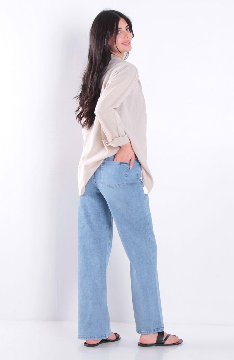 Jeans Recto Tiro Medio Pretina Basica 1 Boton-5