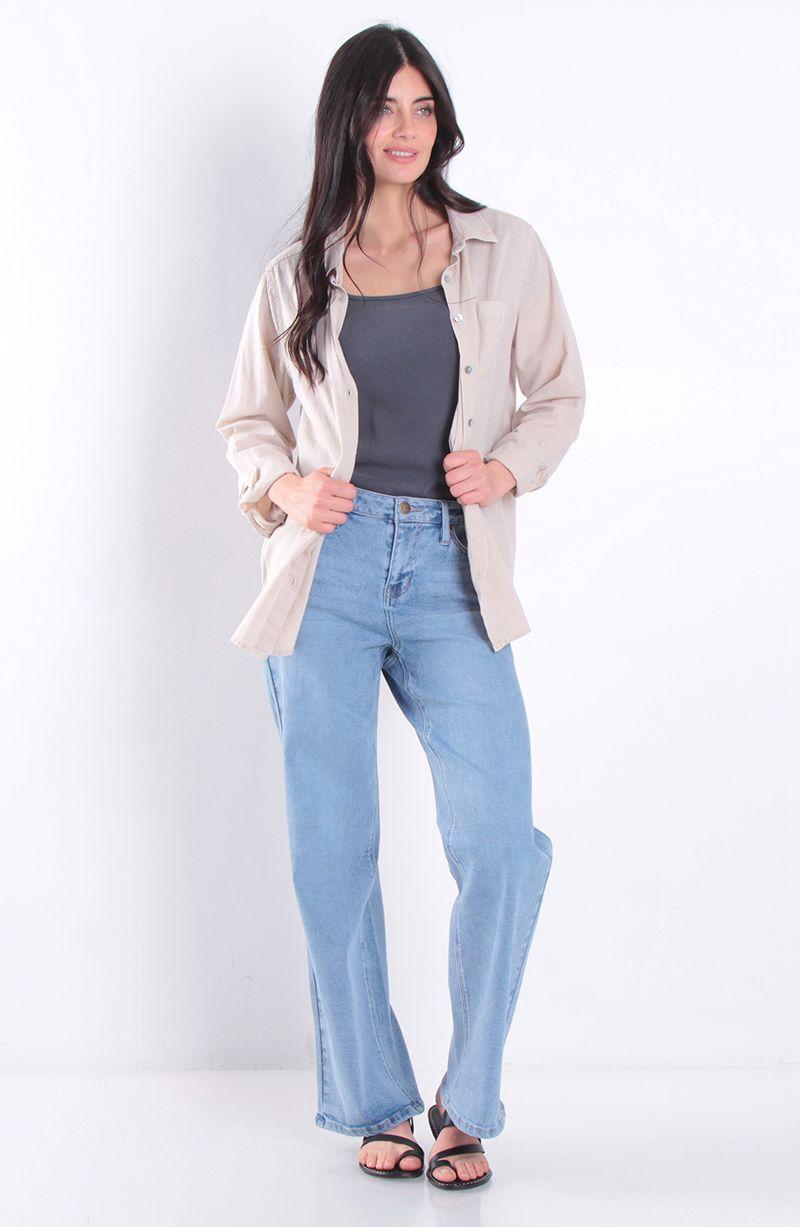 Jeans Recto Tiro Medio Pretina Basica 1 Boton-7