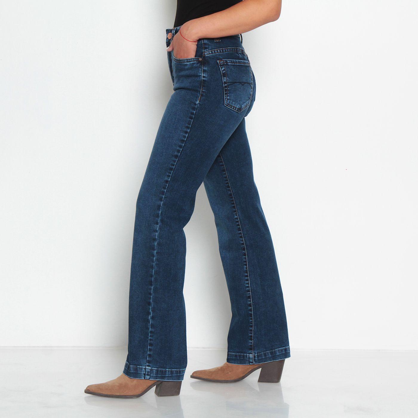 Jeans Recto Tiro Alto Un Boton   Push In Push Up Bota Recta-1