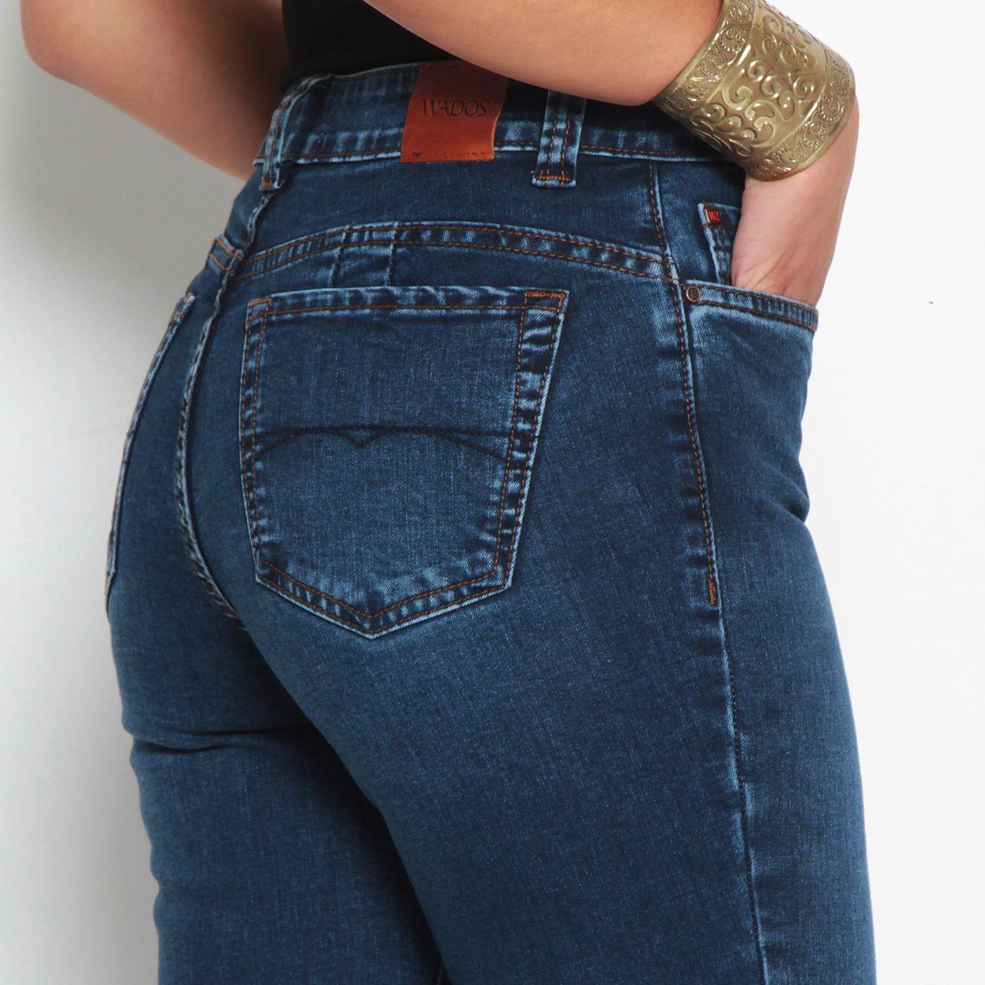 Jeans Recto Tiro Alto Un Boton   Push In Push Up Bota Recta-2