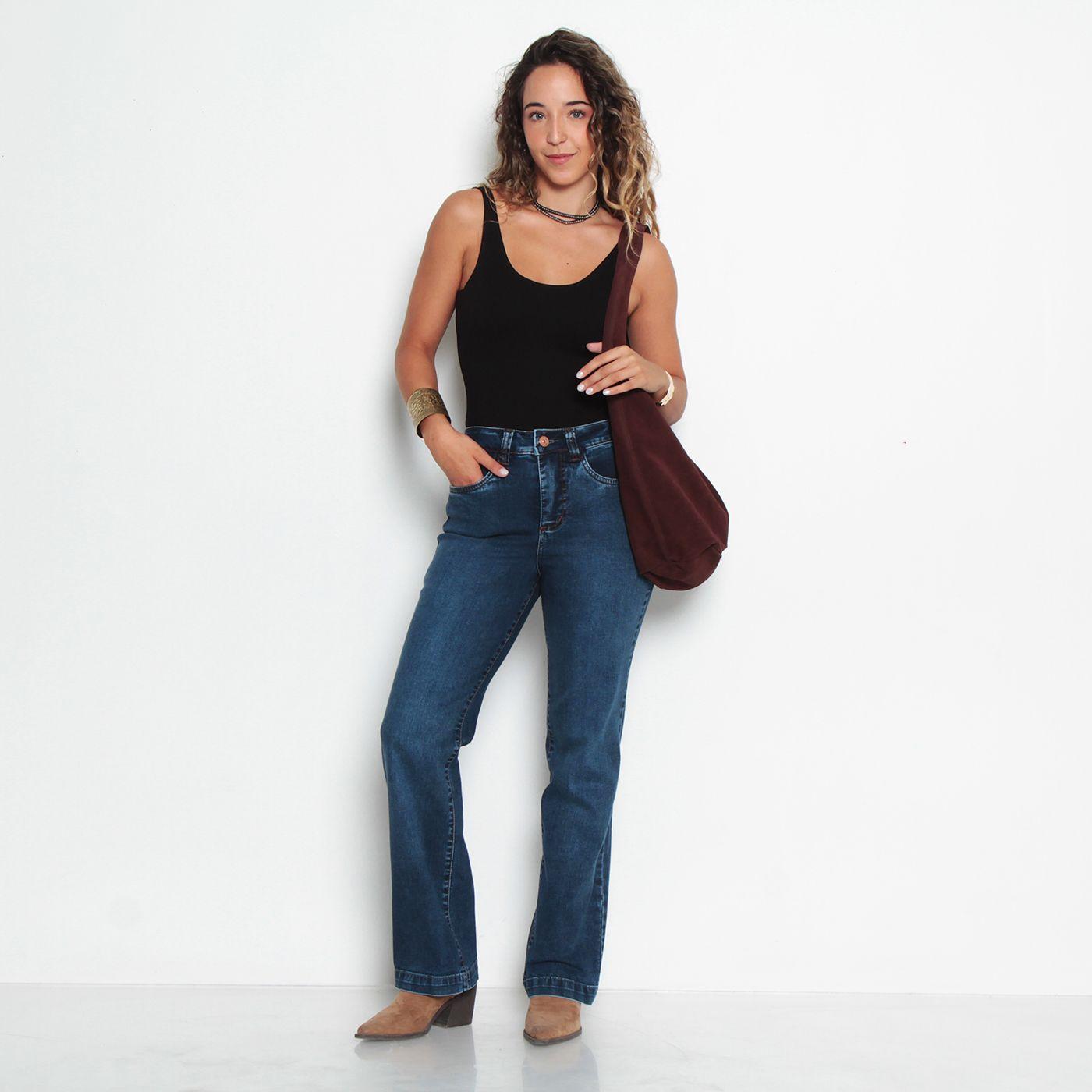 Jeans Recto Tiro Alto Un Boton   Push In Push Up Bota Recta-8