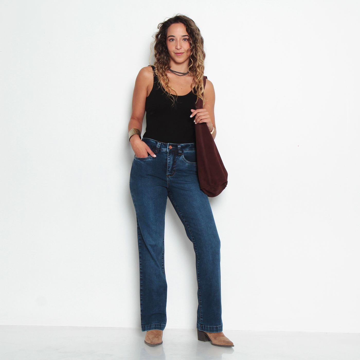 Jeans Recto Tiro Alto Un Boton   Push In Push Up Bota Recta-9