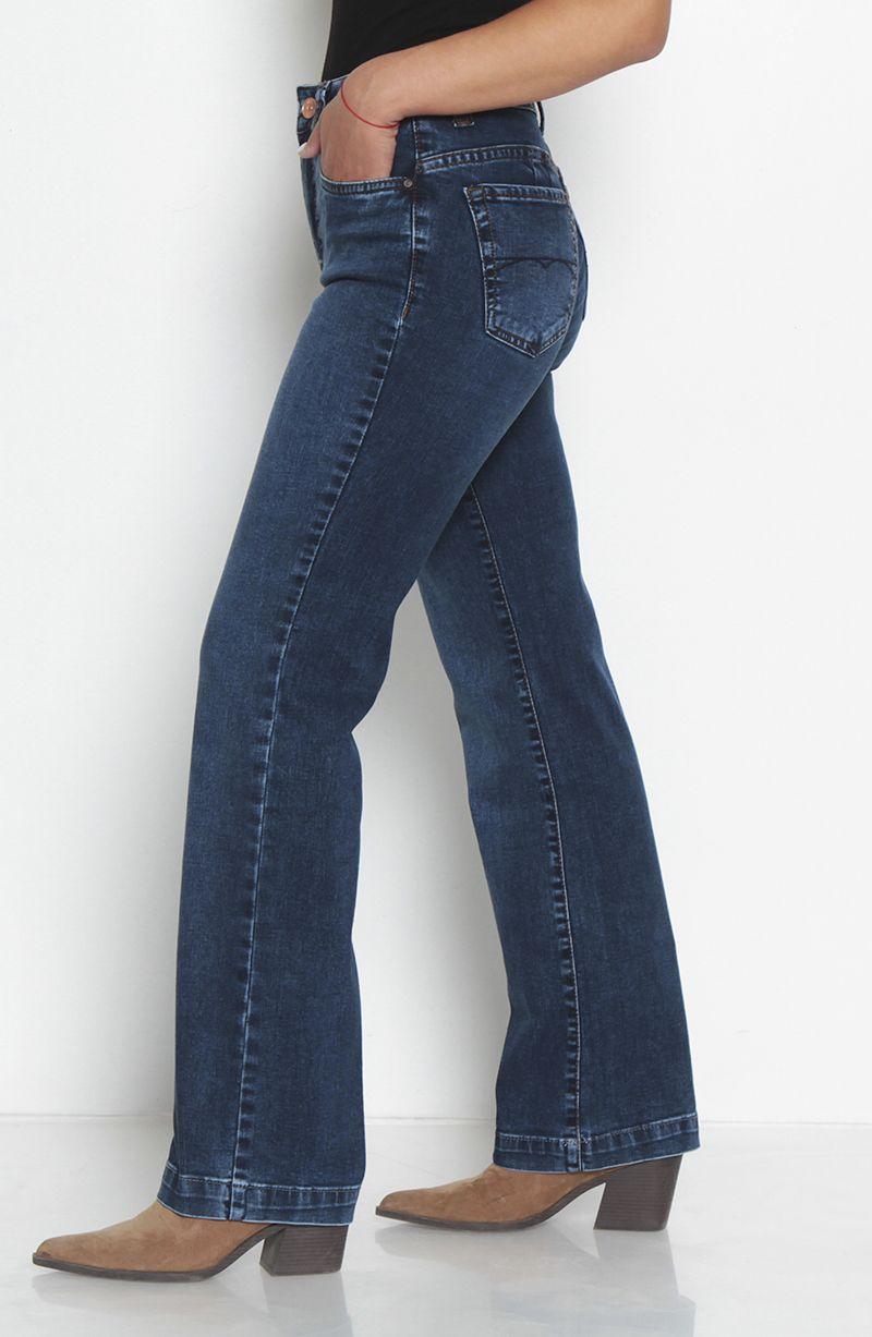 Jeans Recto Tiro Alto Un Boton   Push In Push Up Bota Recta-1