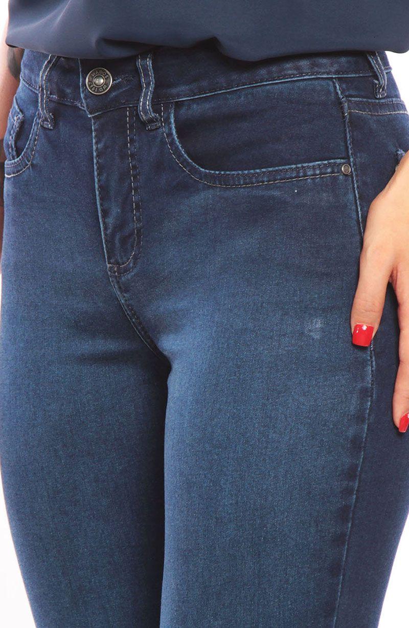 Jeans Basico Recto Tiro Medio  Pretina Un Boton Bolsillo Tapeta Falsa-2