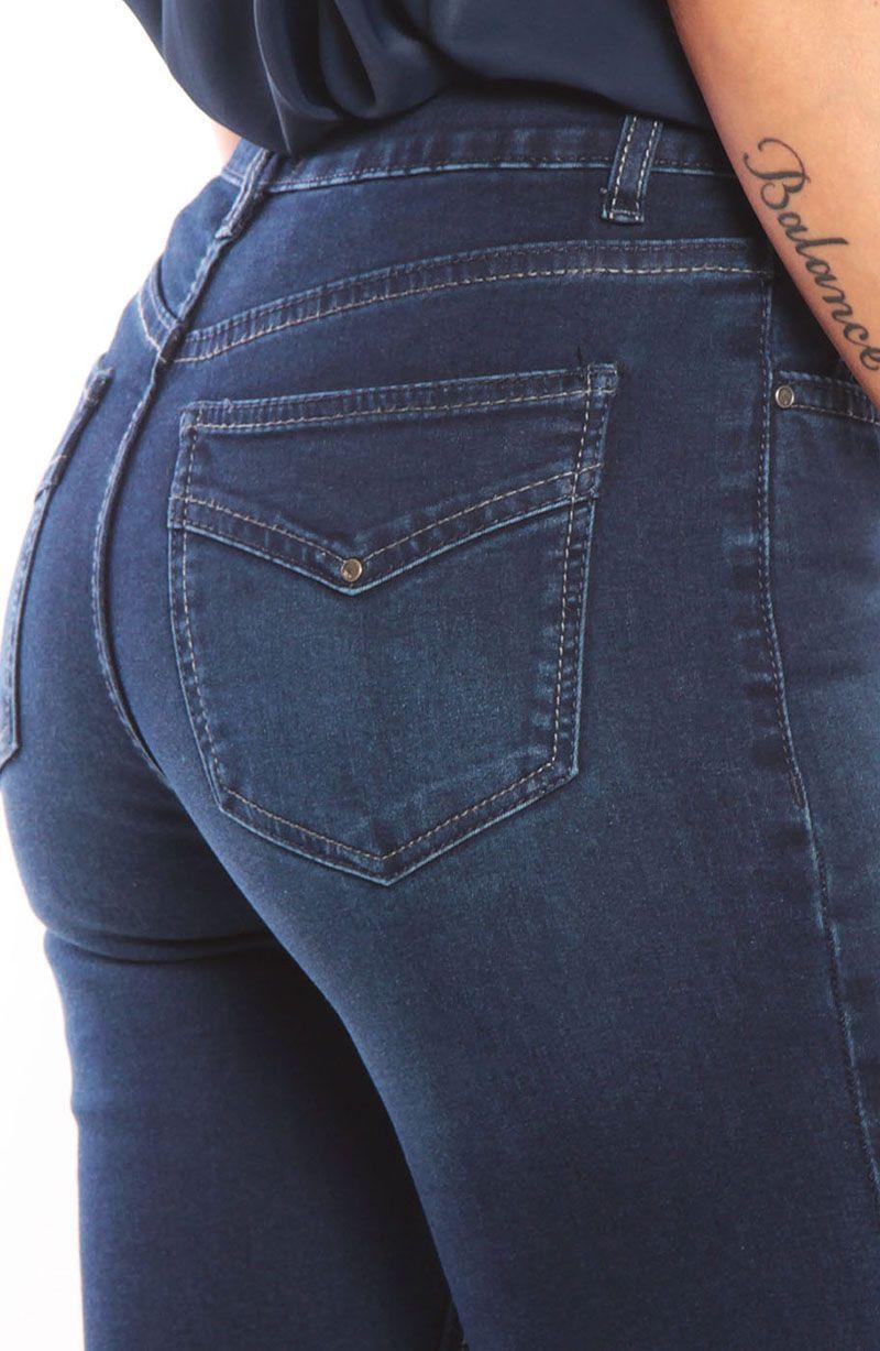 Jeans Basico Recto Tiro Medio  Pretina Un Boton Bolsillo Tapeta Falsa-3