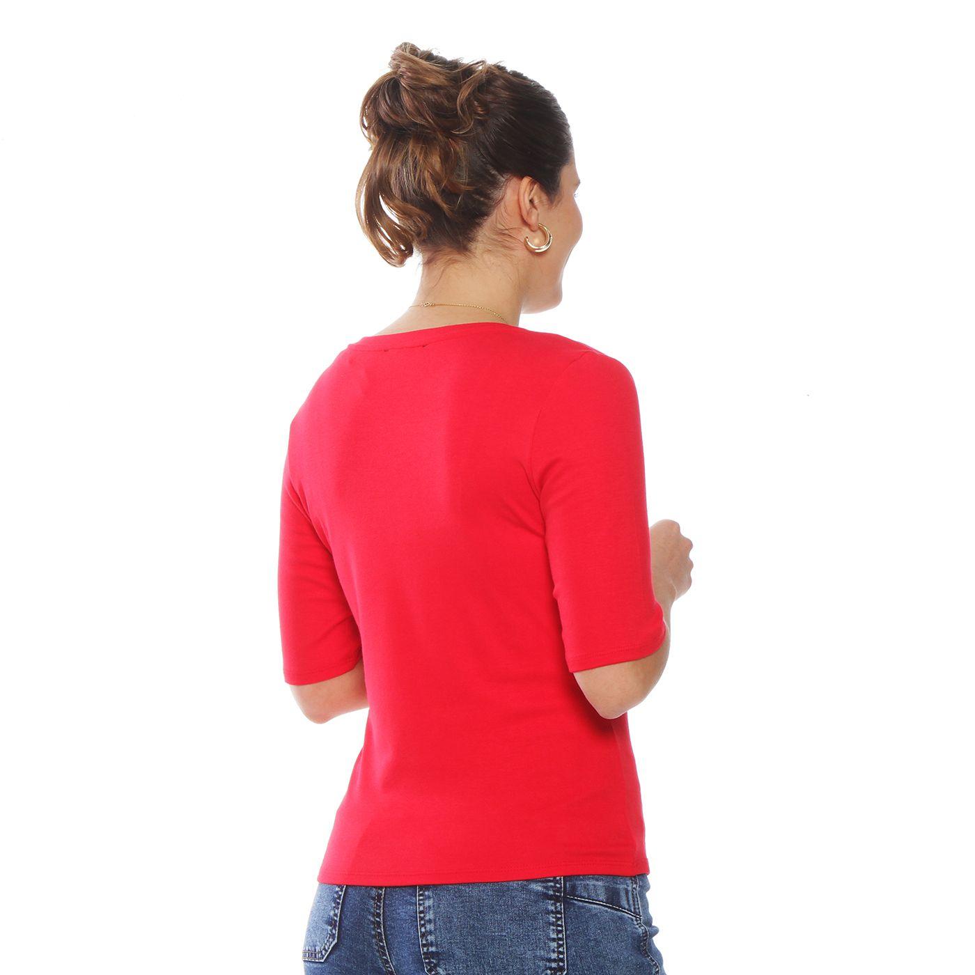 Polera Solid Manga Corta  Flor Laser Escote V-5