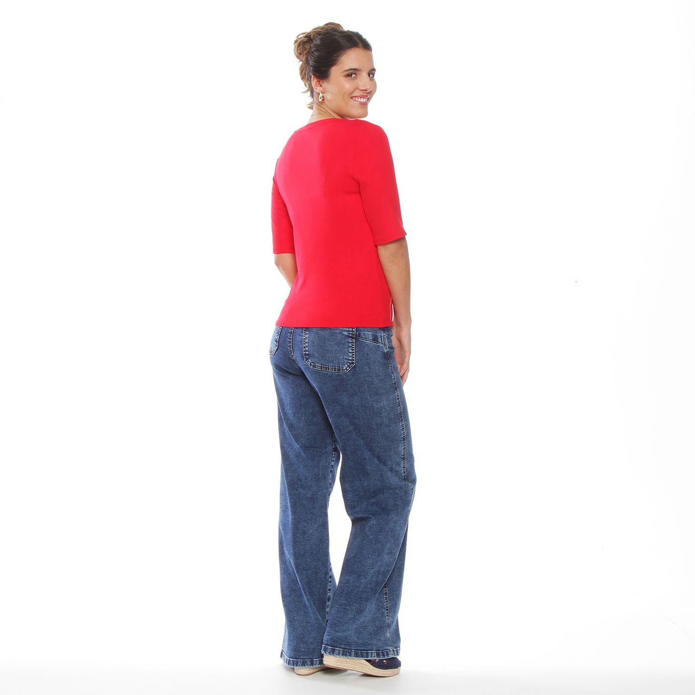 Polera Solid Manga Corta  Flor Laser Escote V-6
