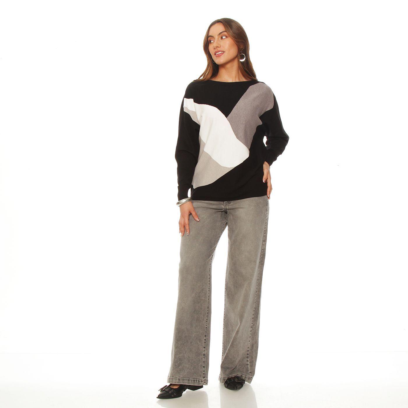 Sweater Manga Larga Geometrico Escote Redondo-2