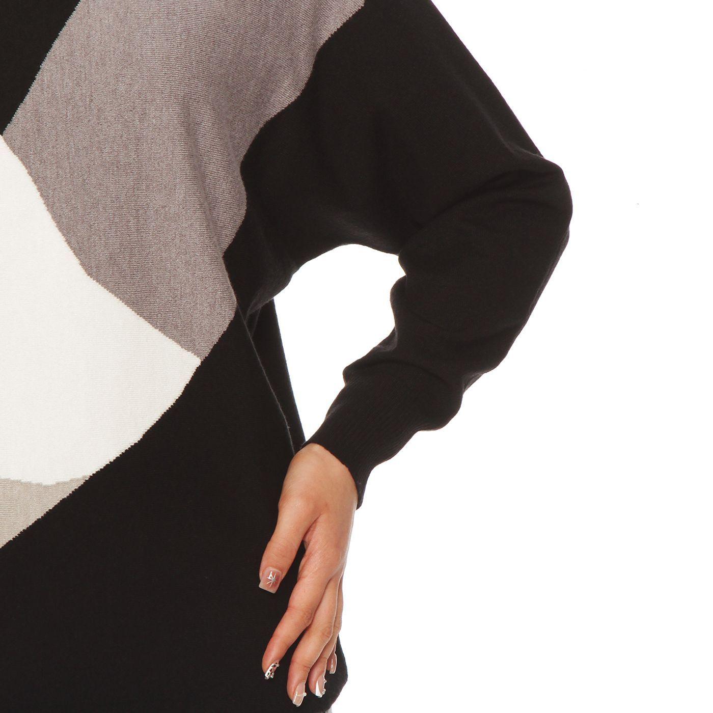 Sweater Manga Larga Geometrico Escote Redondo-3