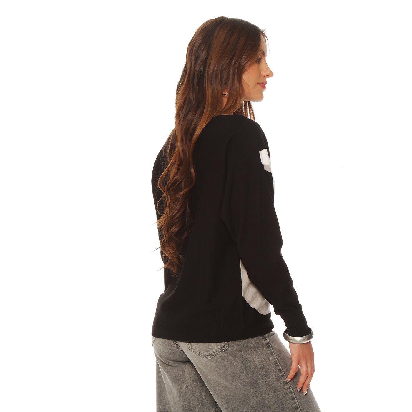 Sweater Manga Larga Geometrico Escote Redondo-5