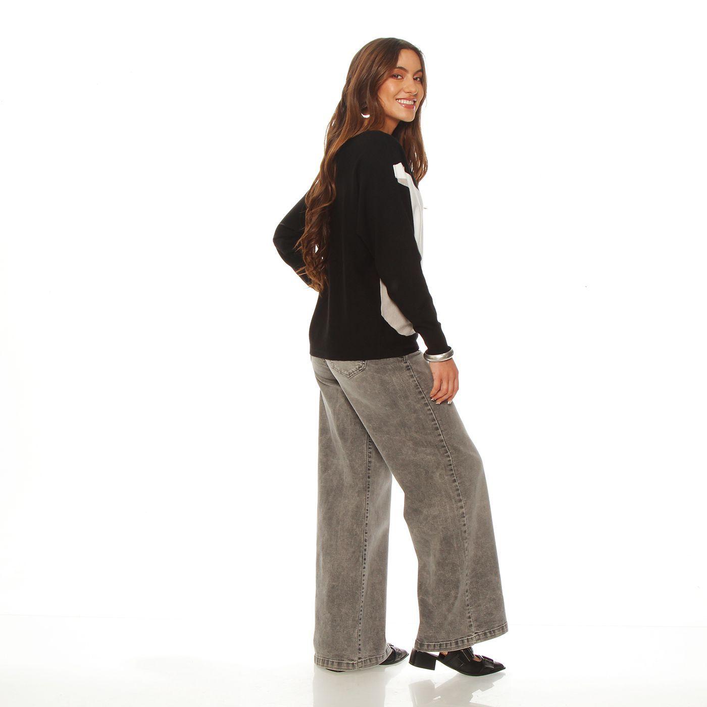 Sweater Manga Larga Geometrico Escote Redondo-6