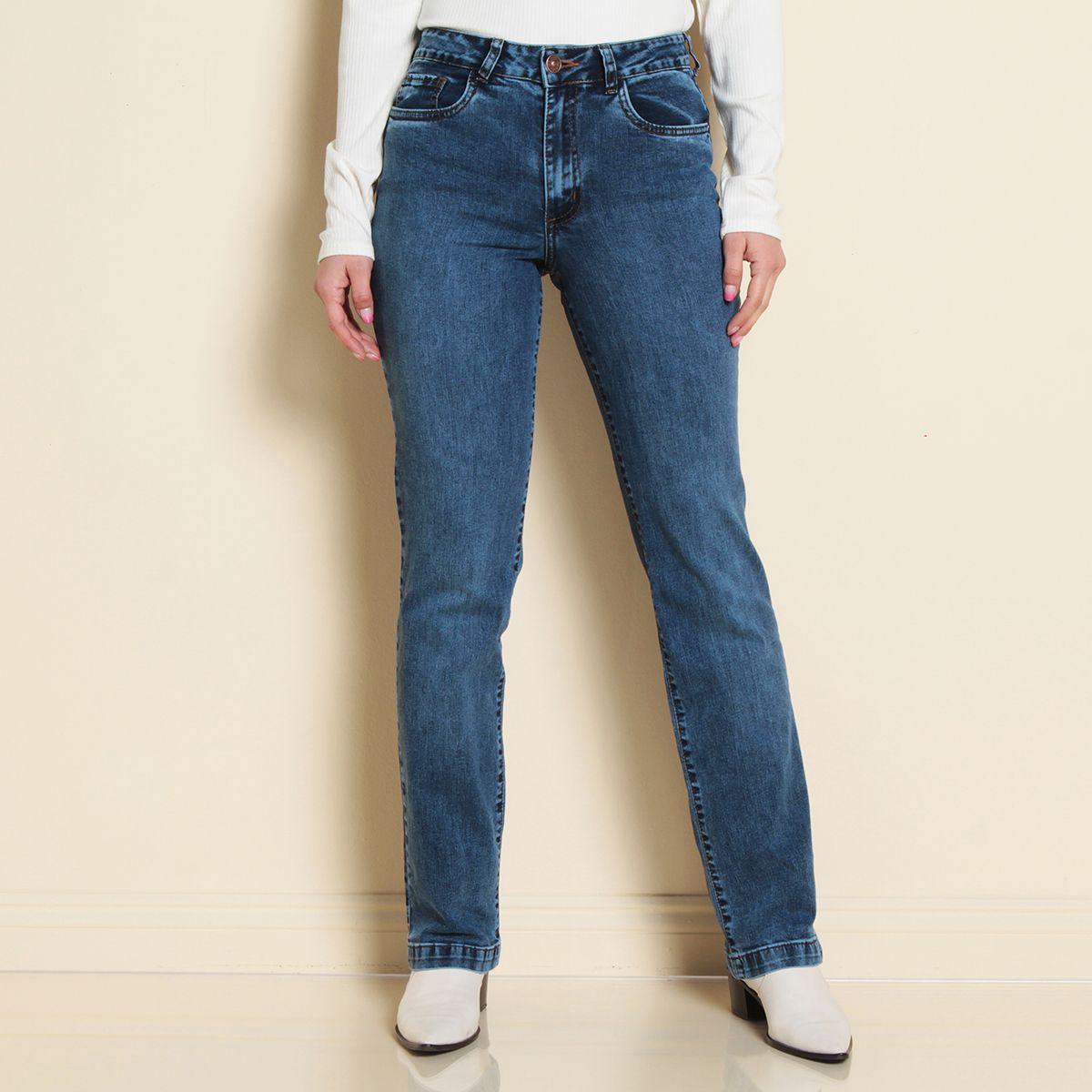 Jeans Recto Tiro Alto Pretina Basica 1 Boton-0