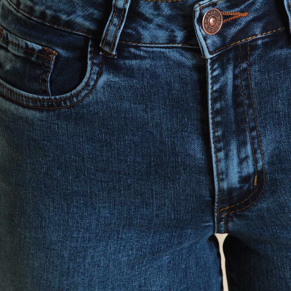 Jeans Recto Tiro Alto Pretina Basica 1 Boton-6