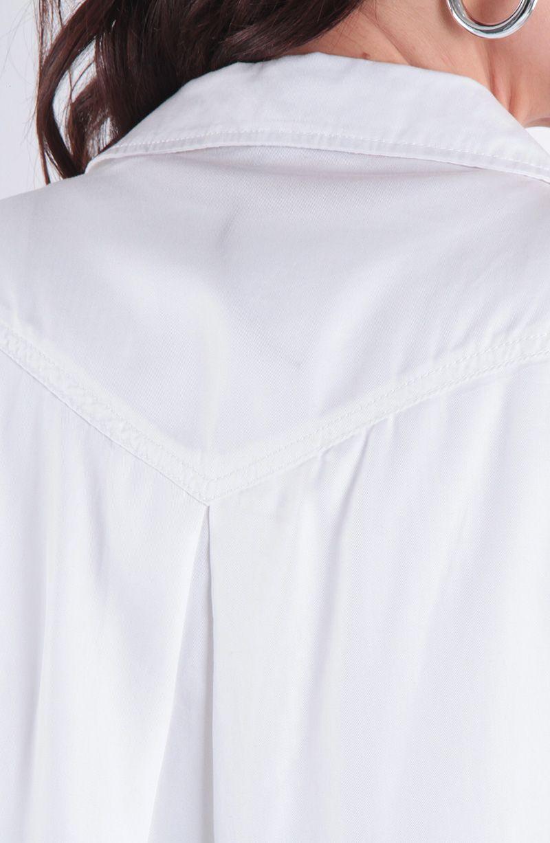 Blusa Manga Larga Lyocell Abotonada En Delantero Con Bolsillos-5