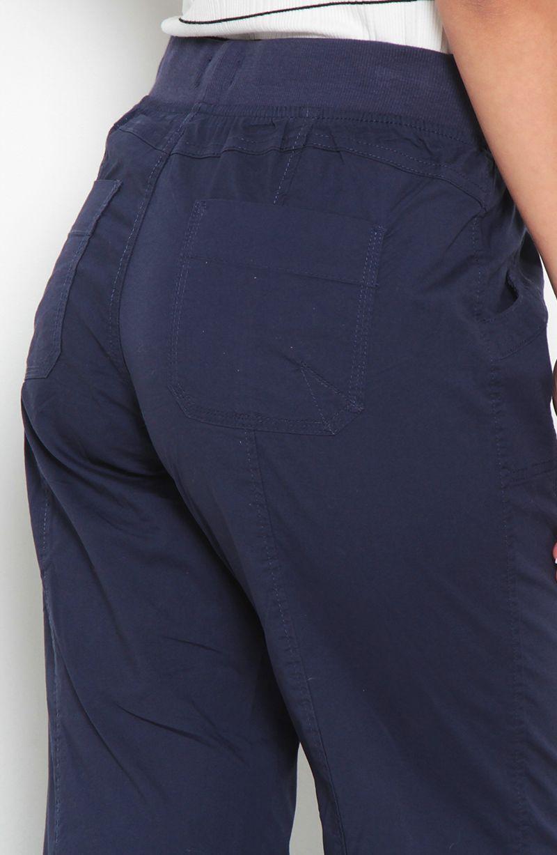 Pantalon Crop Recto Tiro Alto Pretina Elasticada Con Lazo En Cintura-2