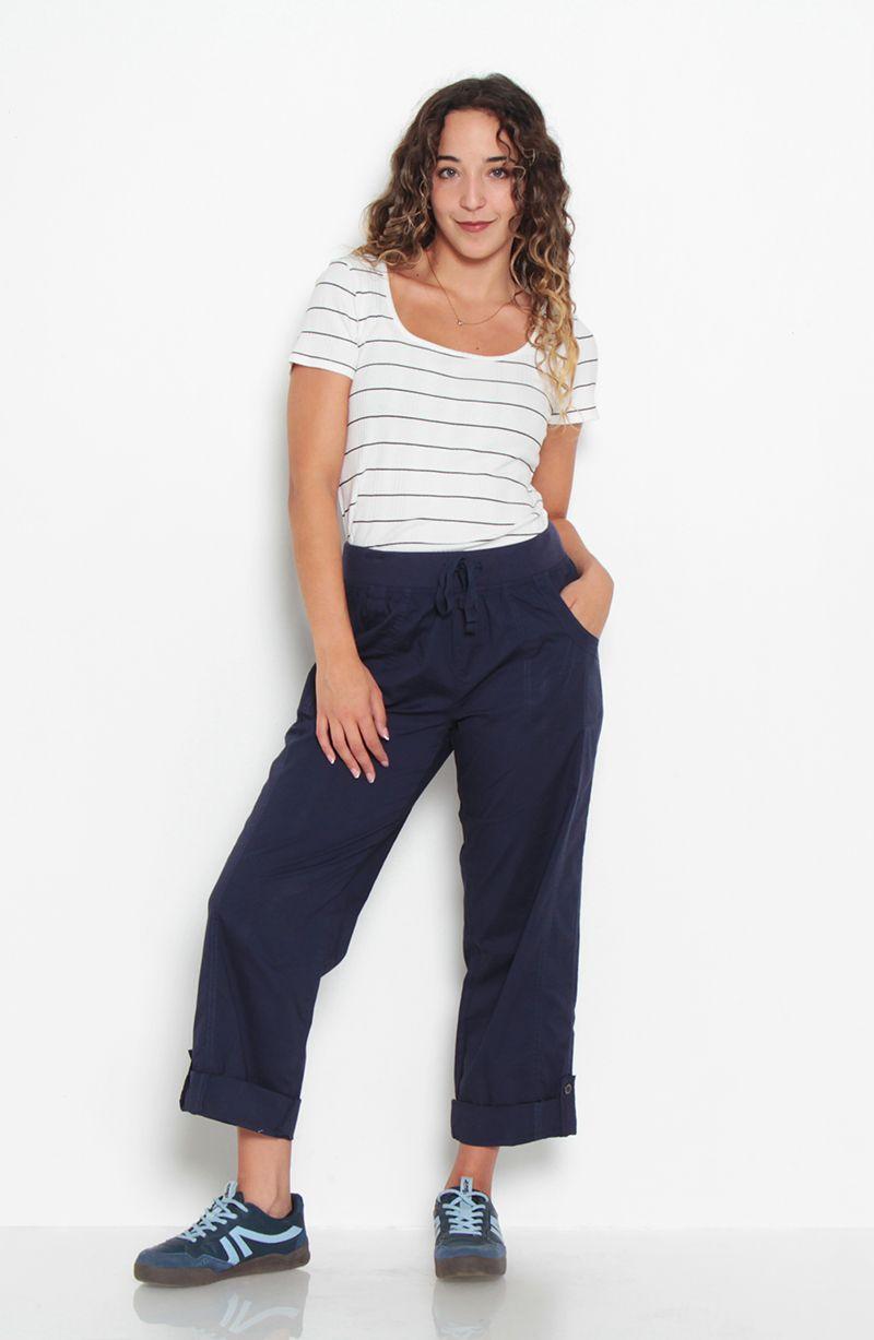 Pantalon Crop Recto Tiro Alto Pretina Elasticada Con Lazo En Cintura-8