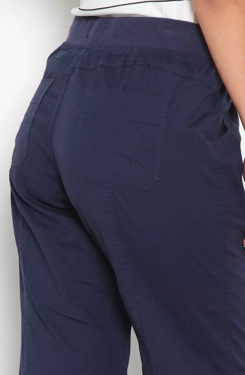 Pantalon Crop Recto Tiro Alto Pretina Elasticada Con Lazo En Cintura-2