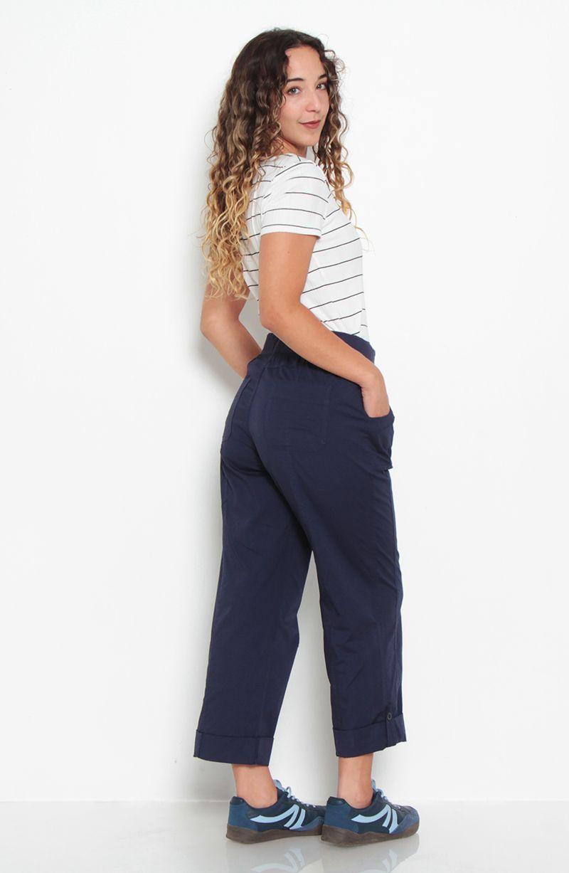Pantalon Crop Recto Tiro Alto Pretina Elasticada Con Lazo En Cintura-9