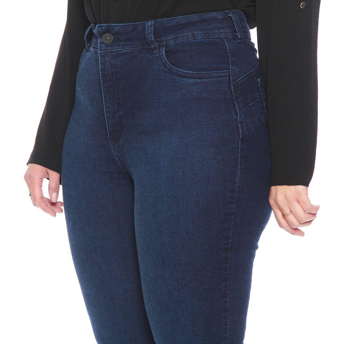 Jeans Slim Tiro Alto Push Up Pretina Media Dos Botones-1