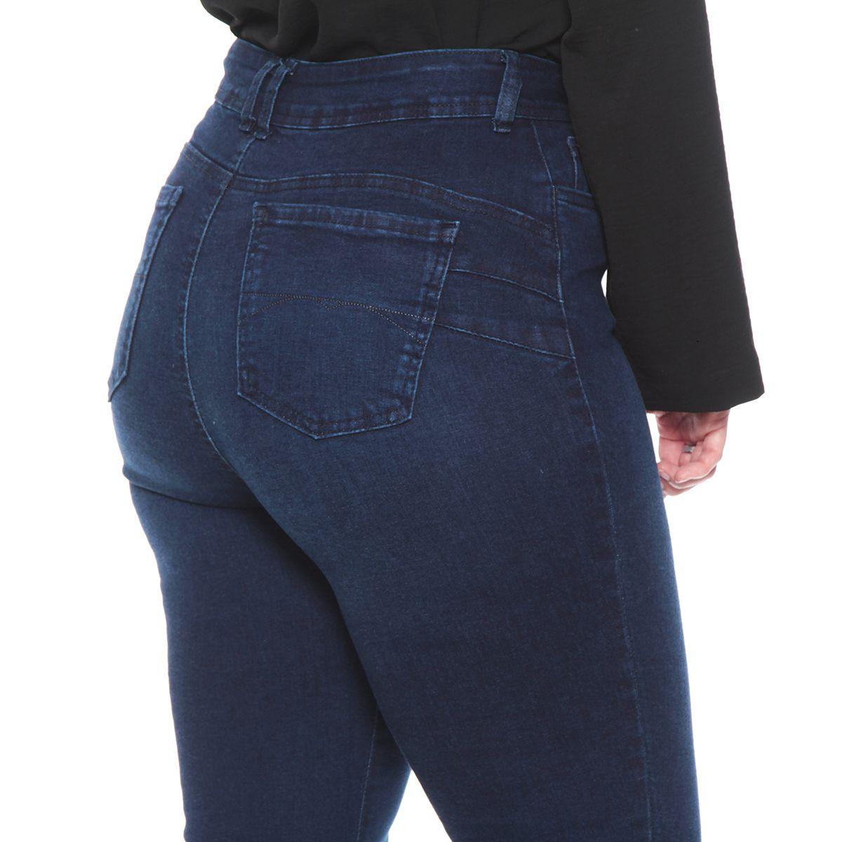 Jeans Slim Tiro Alto Push Up Pretina Media Dos Botones-5