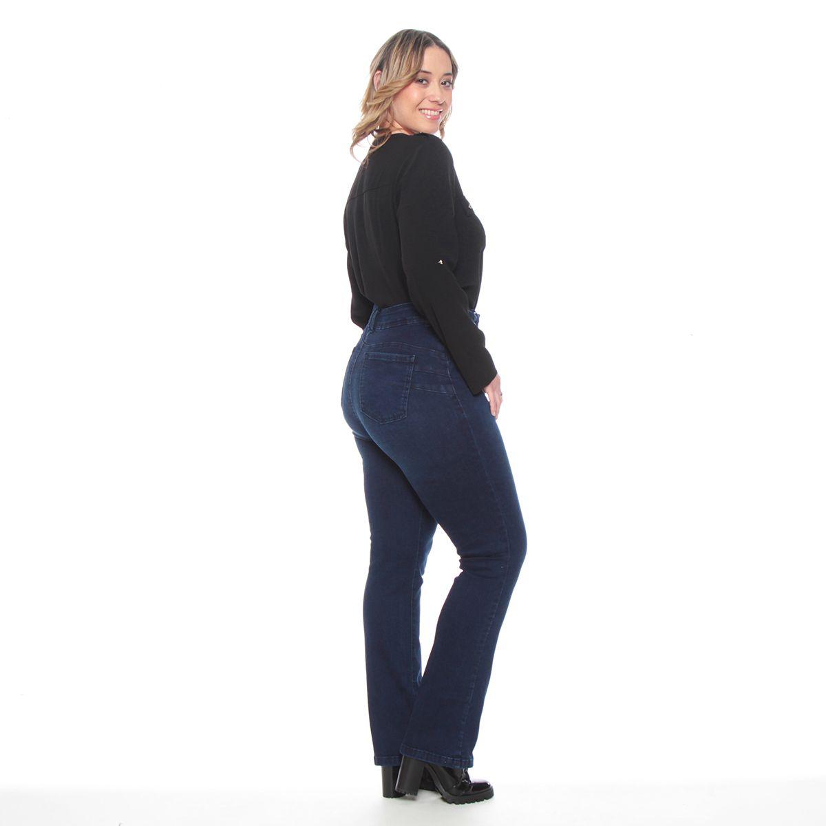 Jeans Slim Tiro Alto Push Up Pretina Media Dos Botones-6