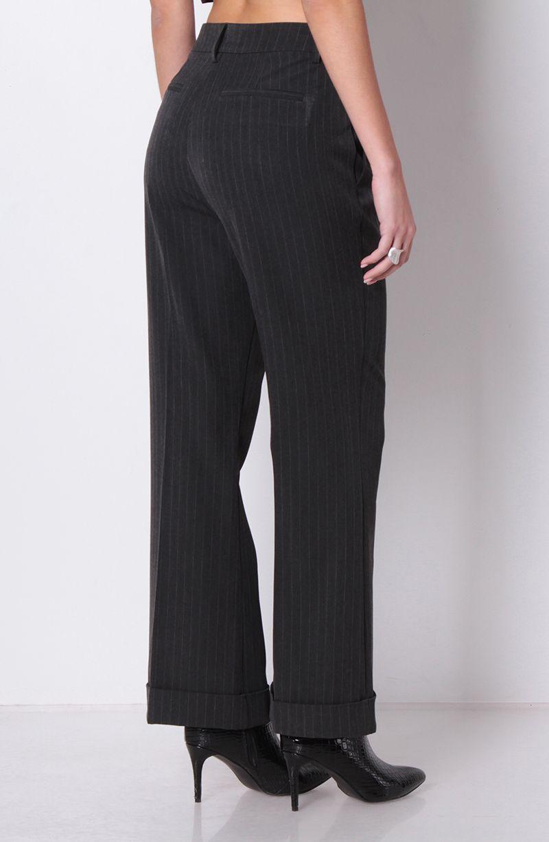 Pantalon  Wide   Leg Tiro Alto Pretina Basica Con Cinturon-3