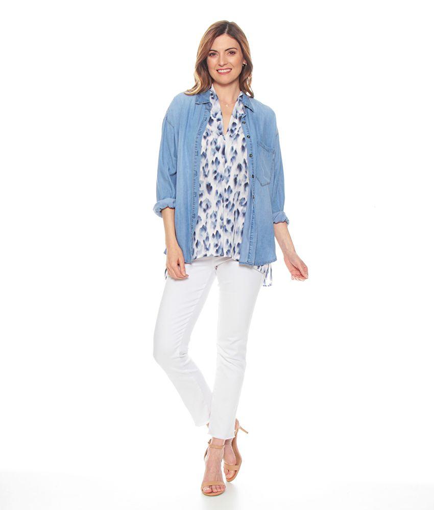 Blusa Estampada Escote V Sin Manga-4