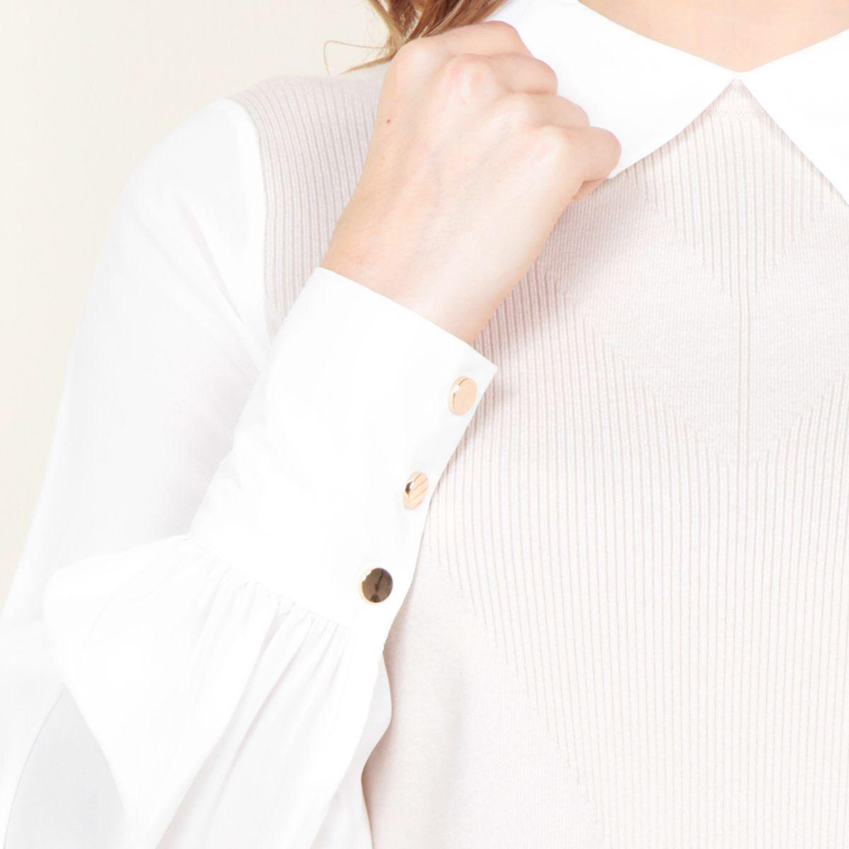 Sweater Sin Manga Escote Redondo  Con Blusa Manga Larga-2