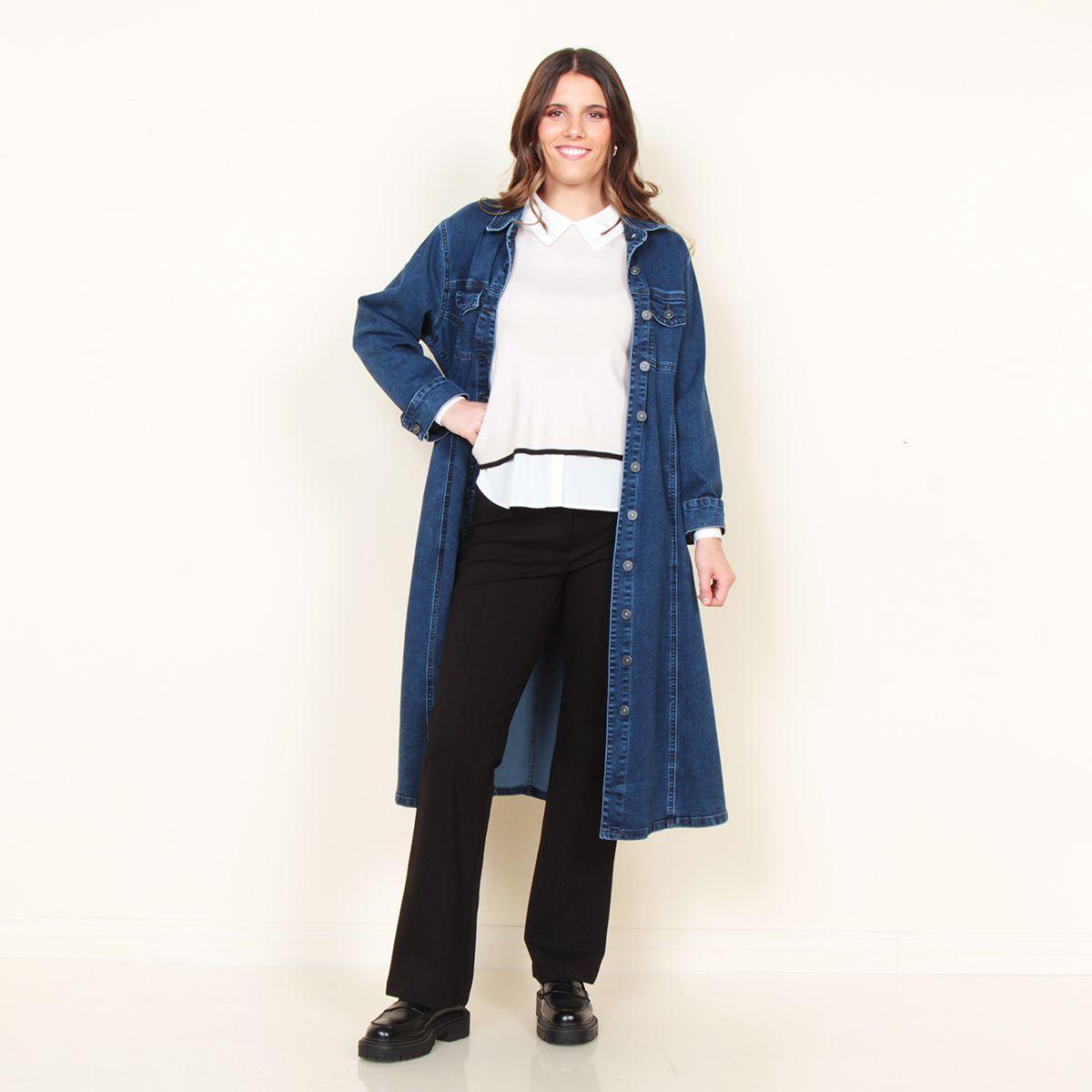 Sweater Sin Manga Escote Redondo  Con Blusa Manga Larga-4