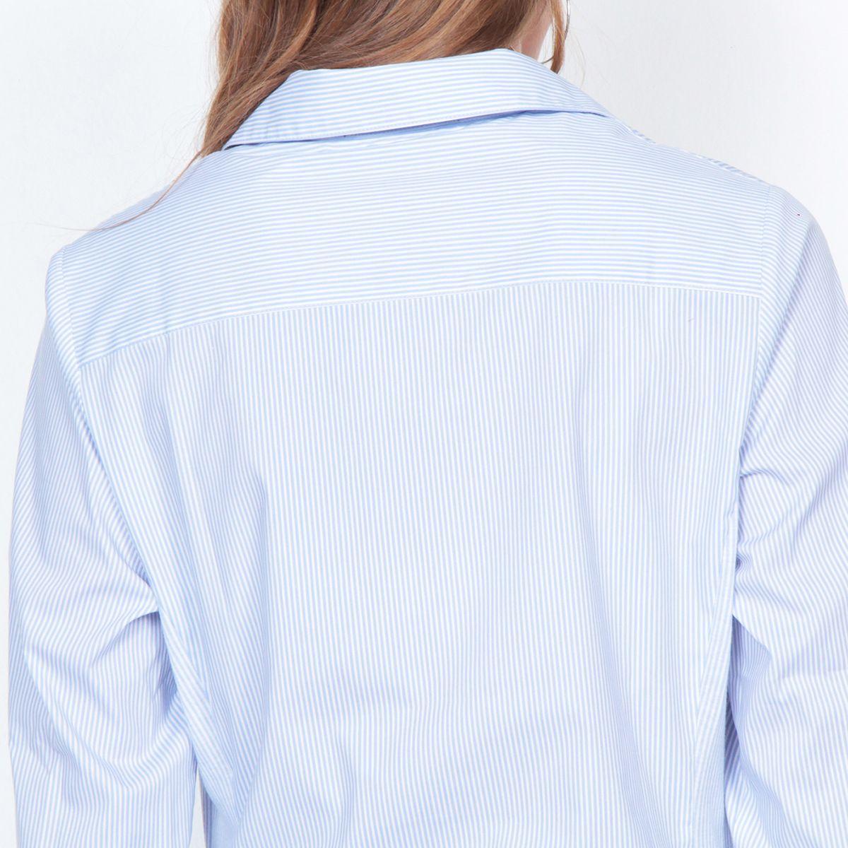 Blusa Manga3/4 Listada Abotonada En Delantero Y Aplicacion De Perlas-6