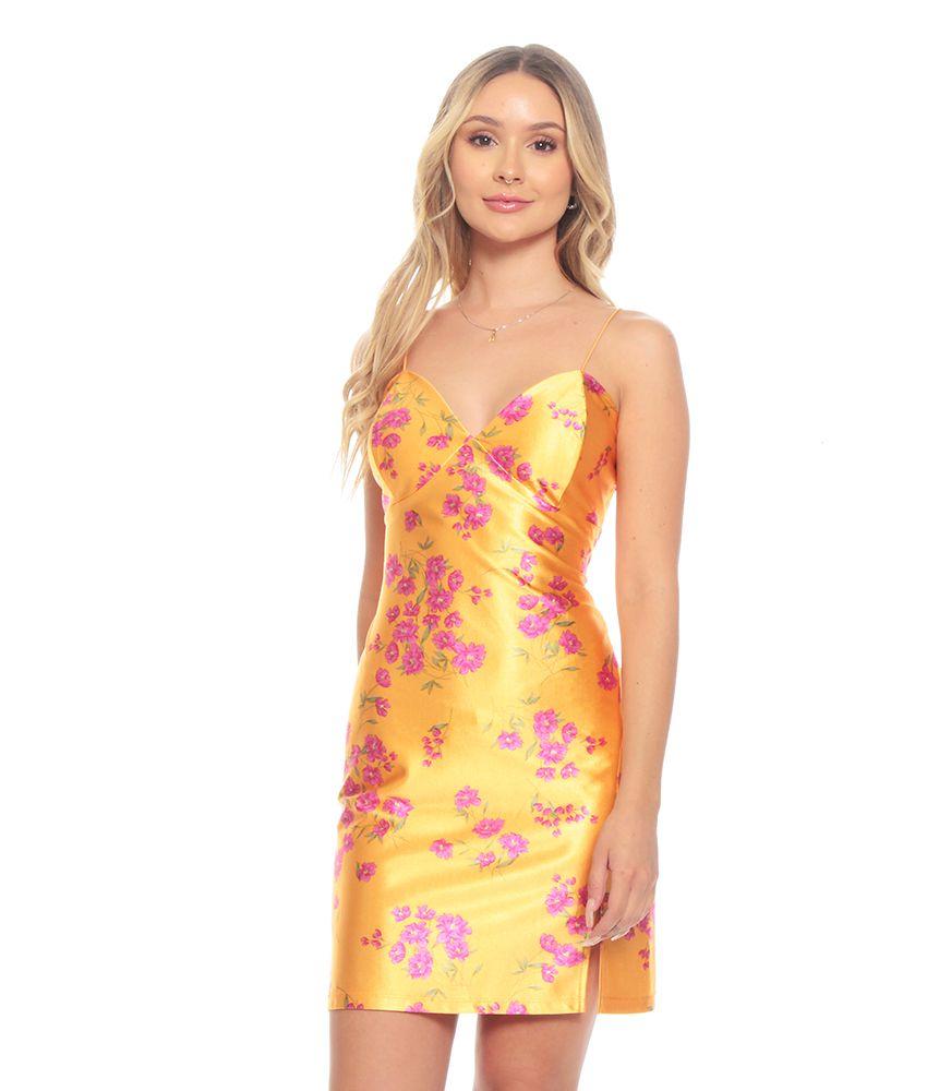 Vestido Corto Sin Manga Tirantes Estampado Escote Corazon-0