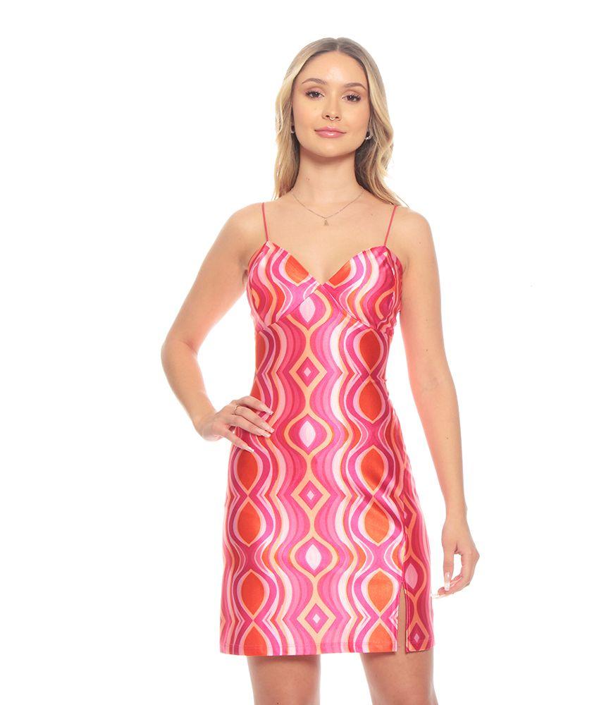 Vestido Corto Sin Manga Tirantes Estampado Escote Corazon-0