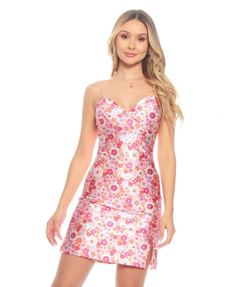 Vestido Corto Sin Manga Tirantes Estampado Escote Corazon-0