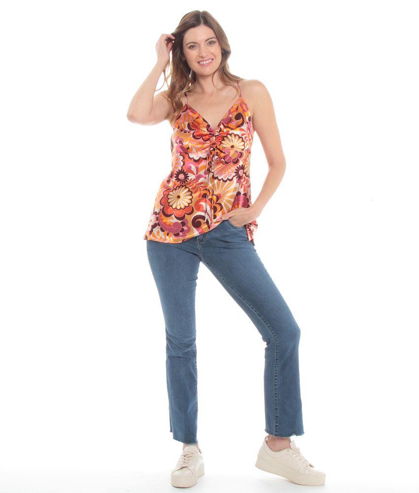 Blusa Sin Manga Estampado Escote V-1