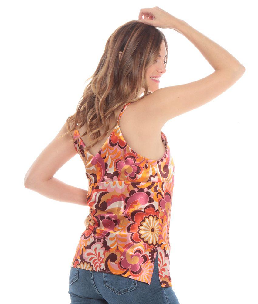 Blusa Sin Manga Estampado Escote V-2