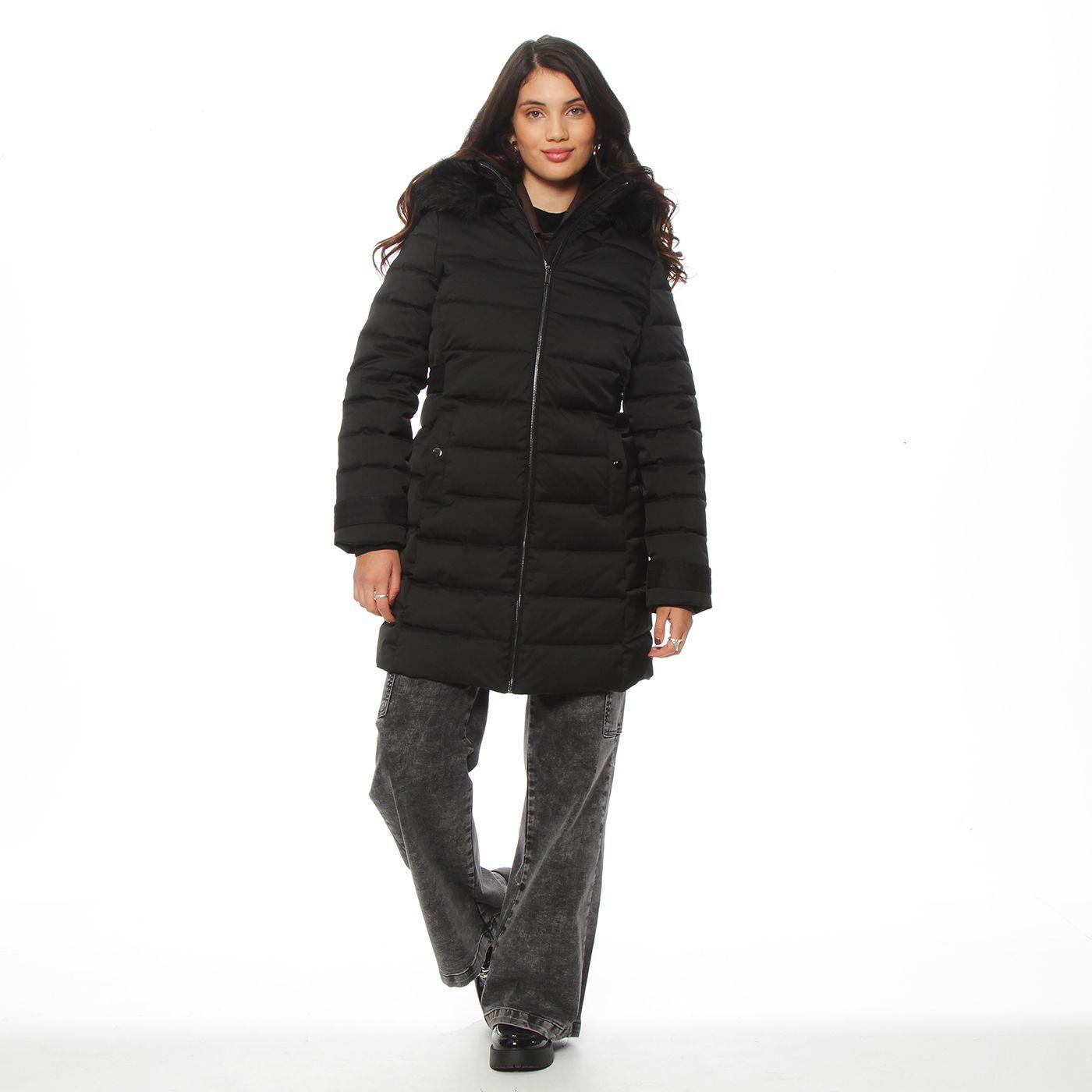 Parka Larga Con Cierre Manga Larga Con Aplicacion En Capucha-4